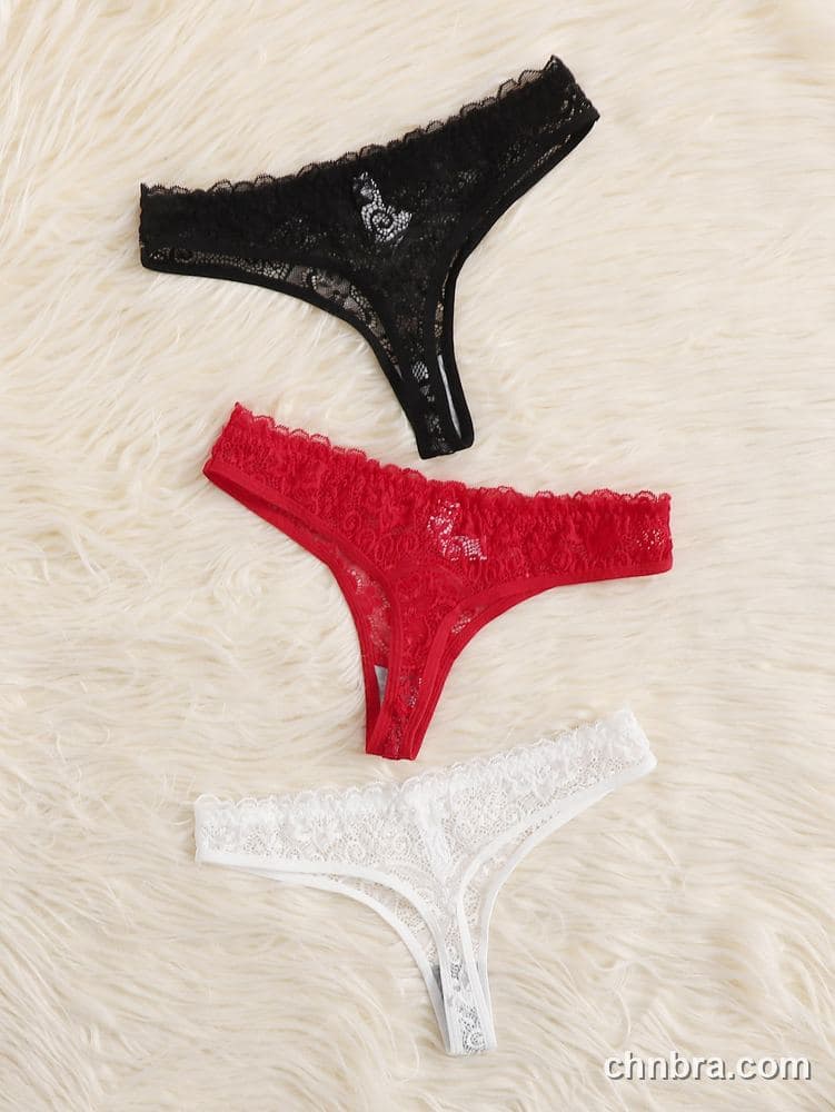 Women's Black Eyelash Lace Thong – Wholesale Panties Manufacturing Factory 2