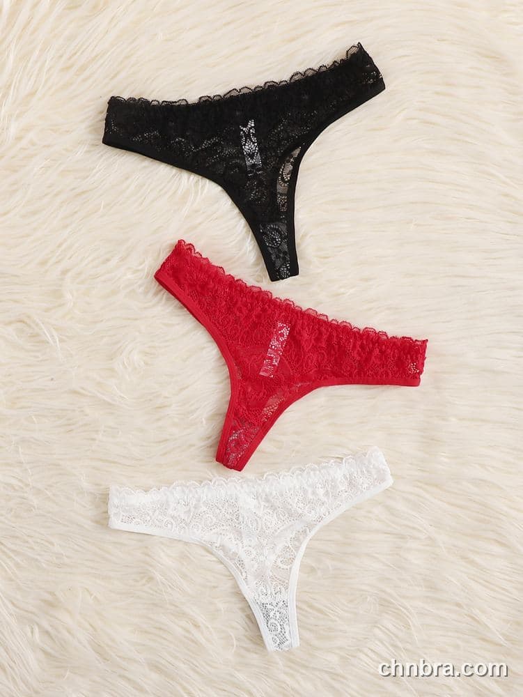 Women's Black Eyelash Lace Thong – Wholesale Panties Manufacturing Factory 5