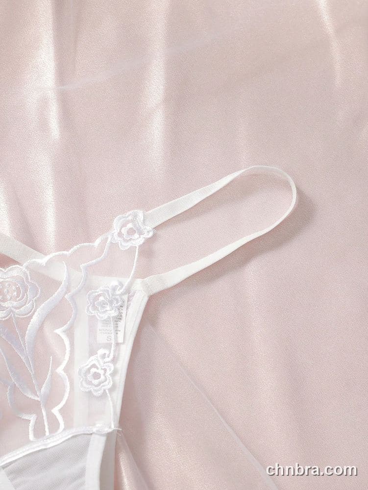 Women's Black Rose-Applique Sheer G-String Panties – OEM / ODM Underwear Manufacturer 6