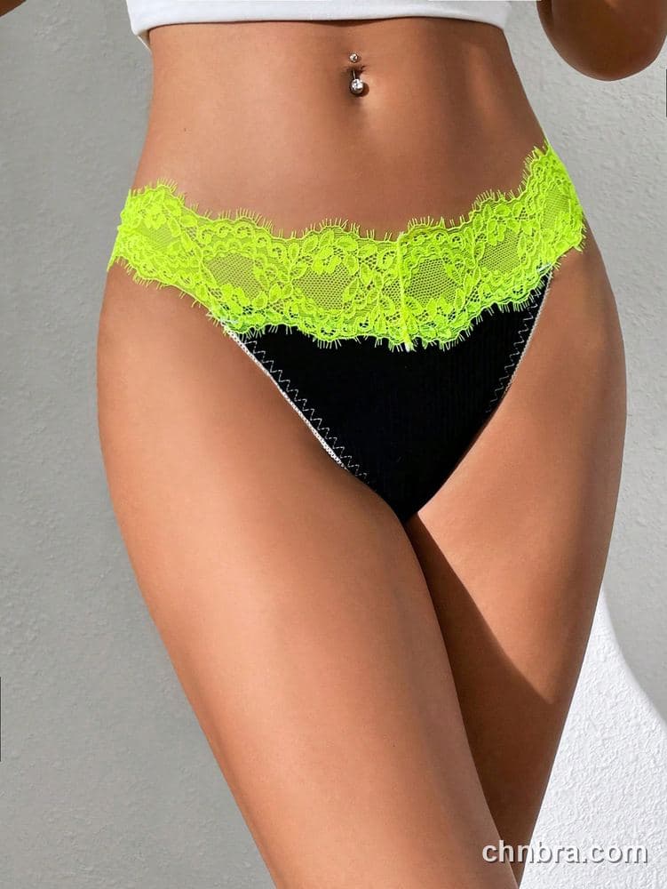 Women's Neon Eyelash Lace Trim Thong Panties – OEM / ODM Underwear Manufacturer 4