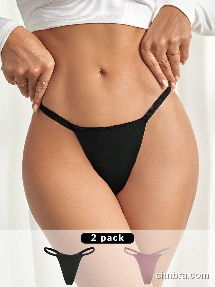 Women's Black Seamless Smooth G-String – Wholesale Panties Manufacturing Factory 2