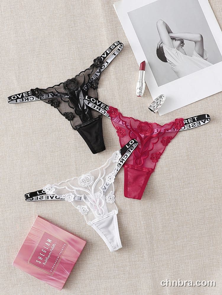 Black Rose-Embroidered Sheer G-String – Bulk Wholesale, Lingerie Supplier