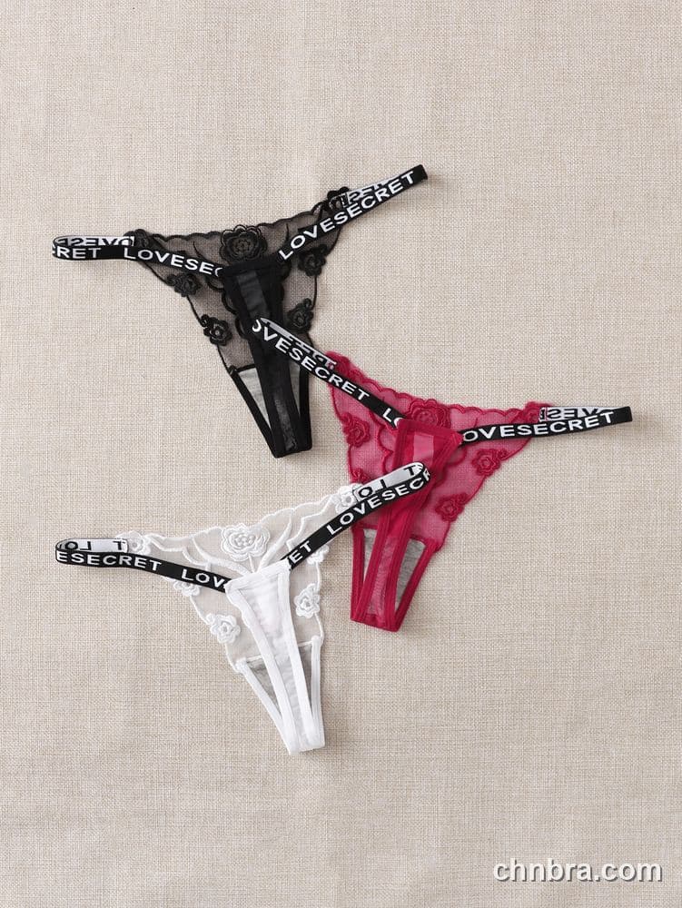 Black Rose-Embroidered Sheer G-String – Bulk Wholesale, Lingerie Supplier 2