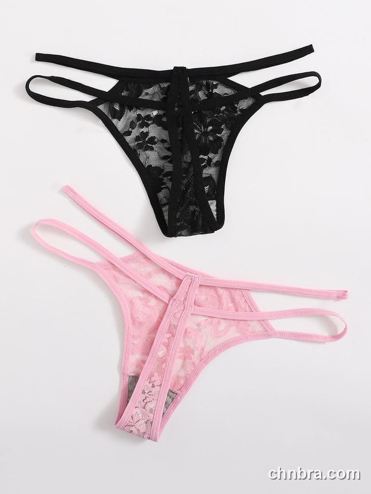 Women's Black Floral Lace G-String – Wholesale Panties Manufacturing Factory 2