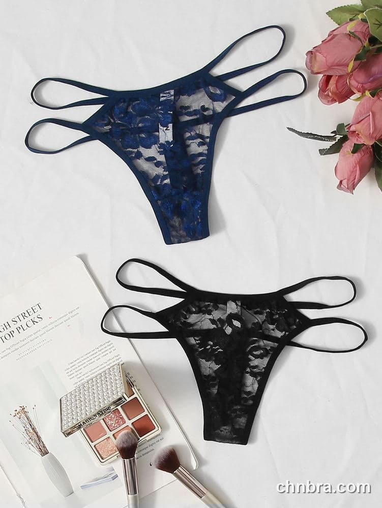 Women's Black Floral Lace G-String – Wholesale Panties Manufacturing Factory 6