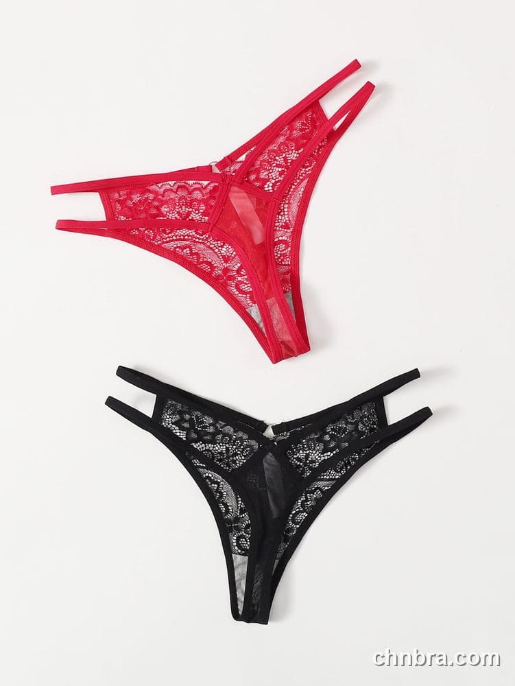 Women's Red Floral Lace Cheeky Thong Panties – OEM / ODM Underwear Manufacturer 2