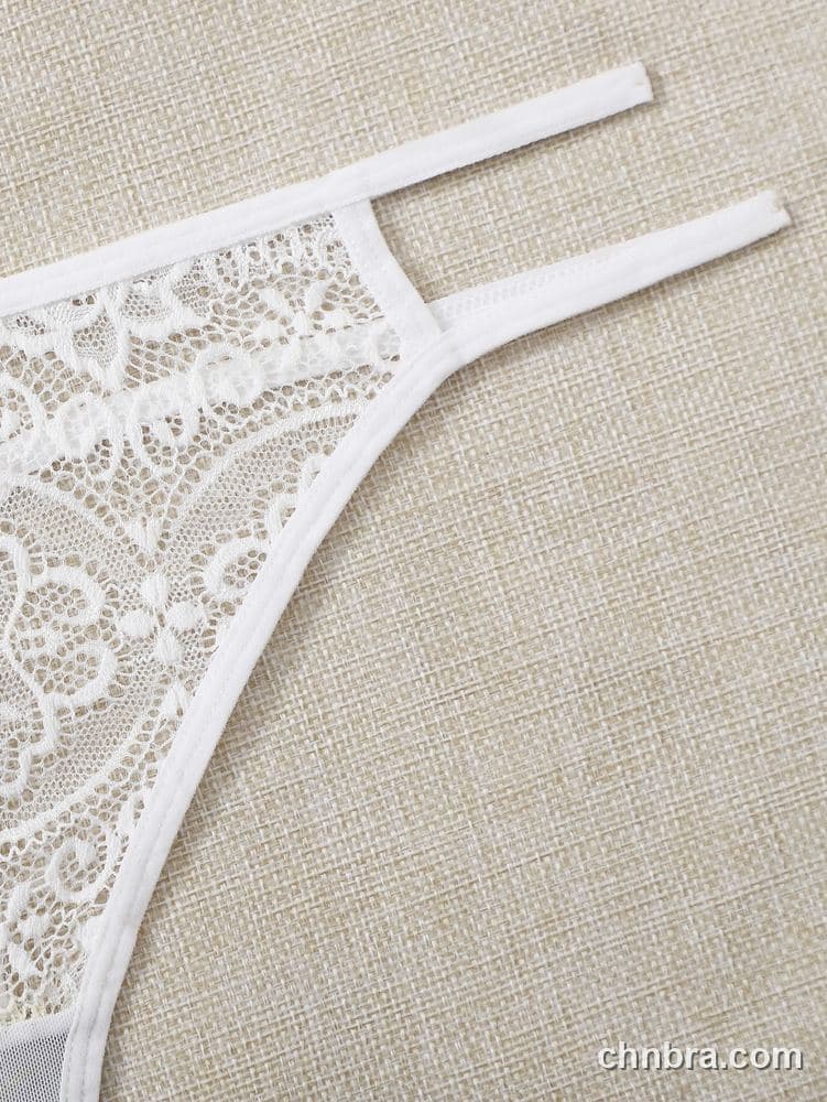 Black Floral Lace Thong Panties – Factory Wholesale, Nylon Blend 5