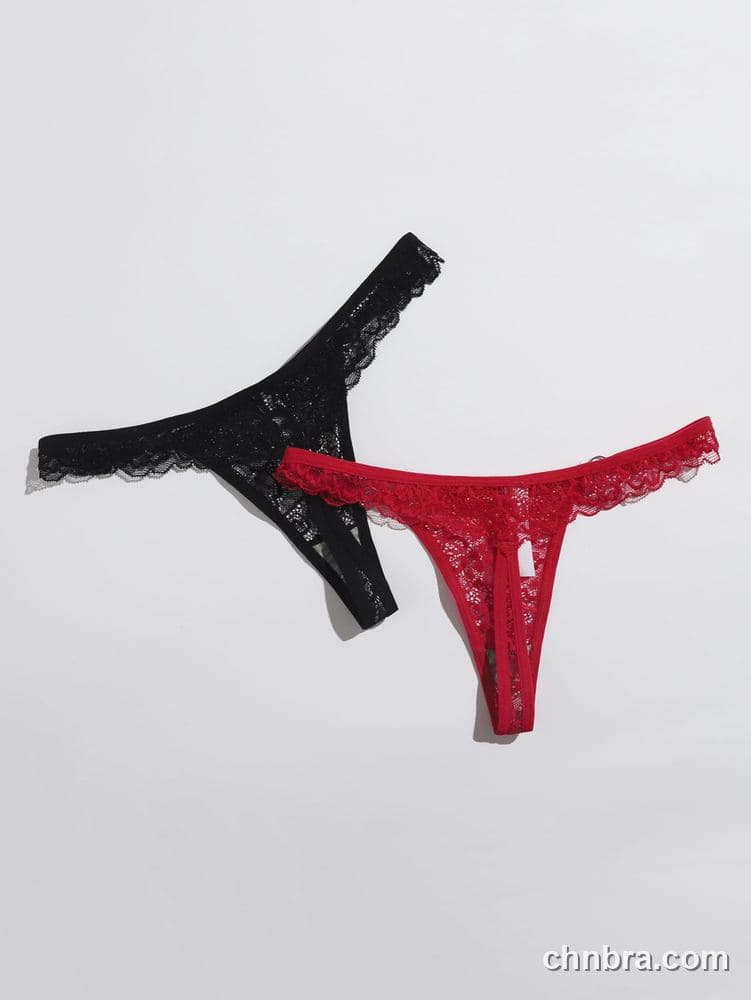 Women's Black Scallop Lace G-String – Wholesale Panties Manufacturing Factory 2