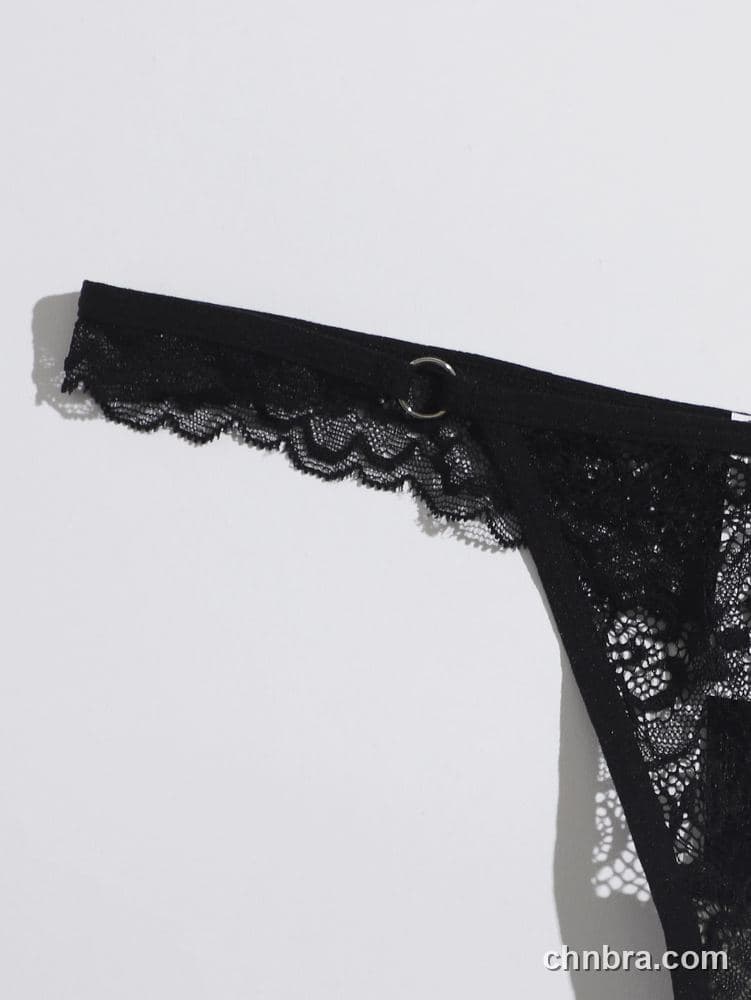 Women's Black Scallop Lace G-String – Wholesale Panties Manufacturing Factory 3