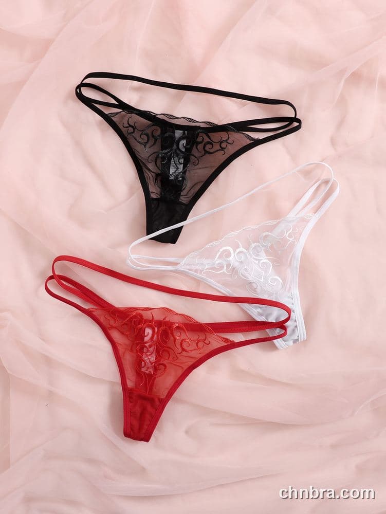 Black Swirl-Embroidered Sheer G-String – Bulk Wholesale, Lingerie Supplier 4
