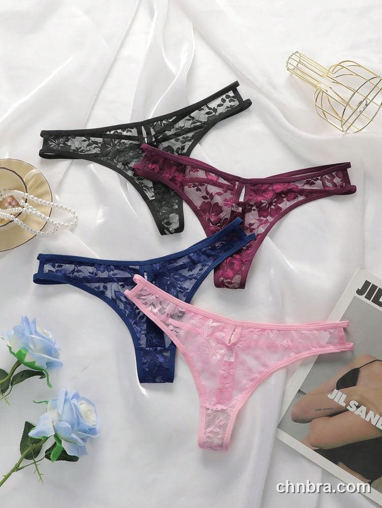 Women's Floral Lace Thong 4-Pack Panties – OEM / ODM Underwear Manufacturer 2