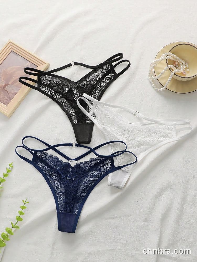 Black Floral Lace Strappy Thong – Bulk Wholesale, Lingerie Supplier 25