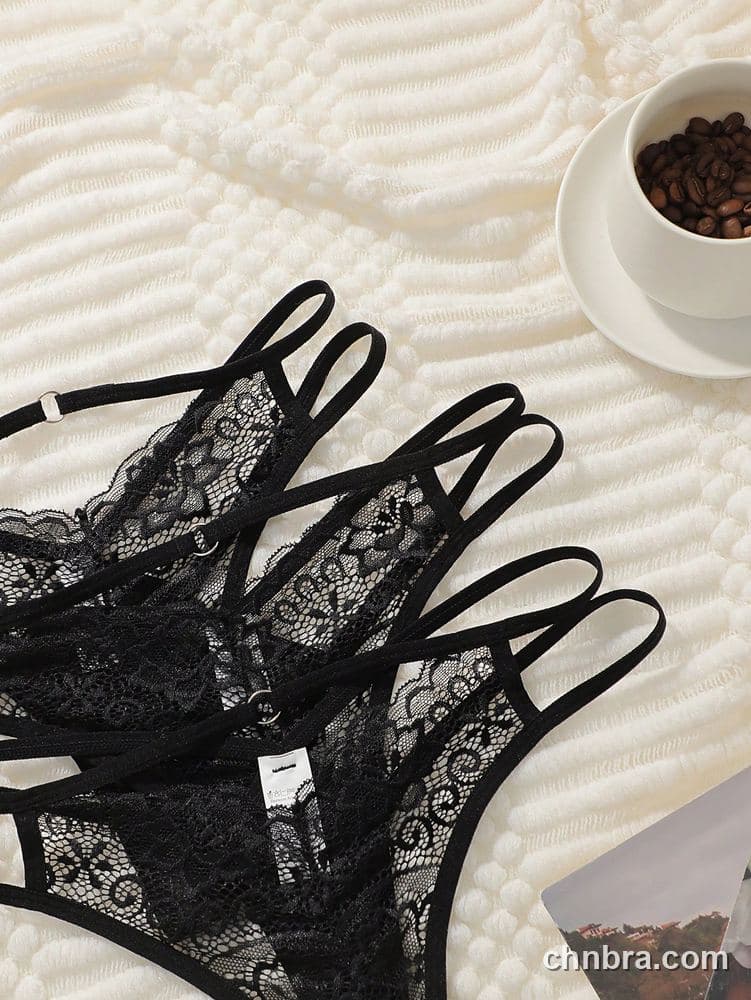 Black Floral Lace Strappy Thong – Bulk Wholesale, Lingerie Supplier 6