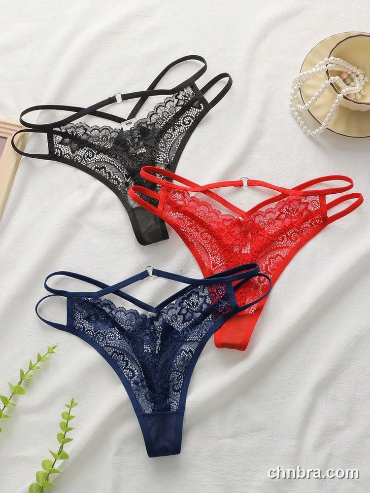 Black Floral Lace Strappy Thong – Bulk Wholesale, Lingerie Supplier 7