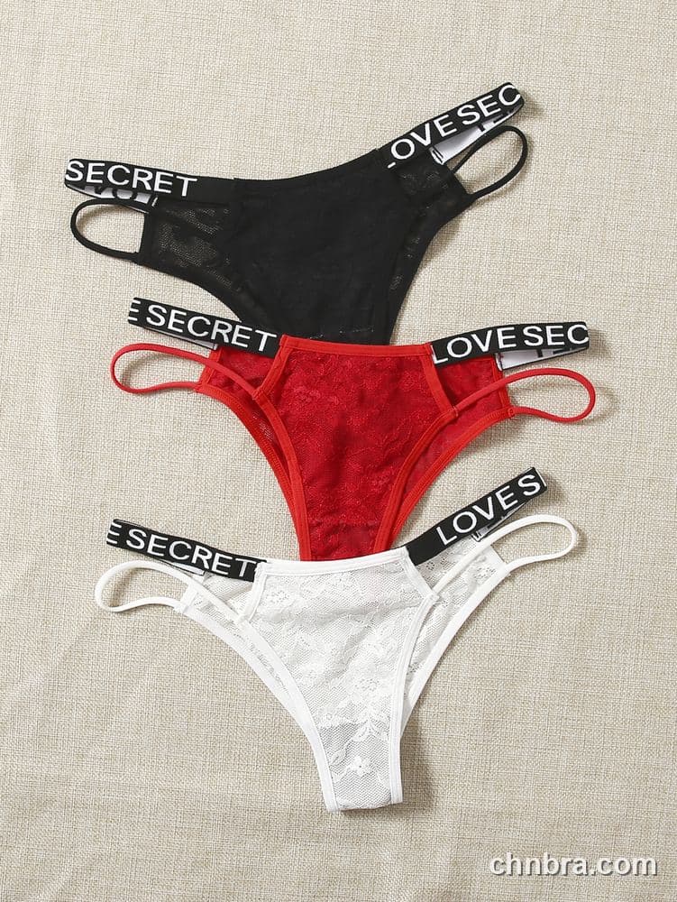 Wholesale Women's Black Logo-Band Lace Thong – Direct Factory 4