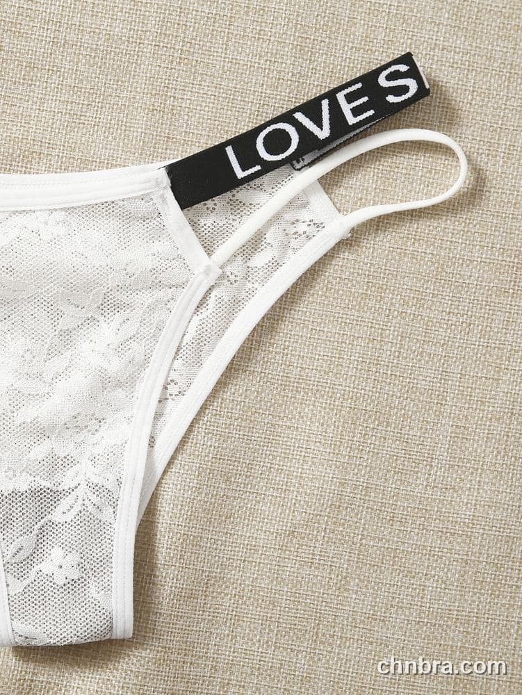 Wholesale Women's Black Logo-Band Lace Thong – Direct Factory 5