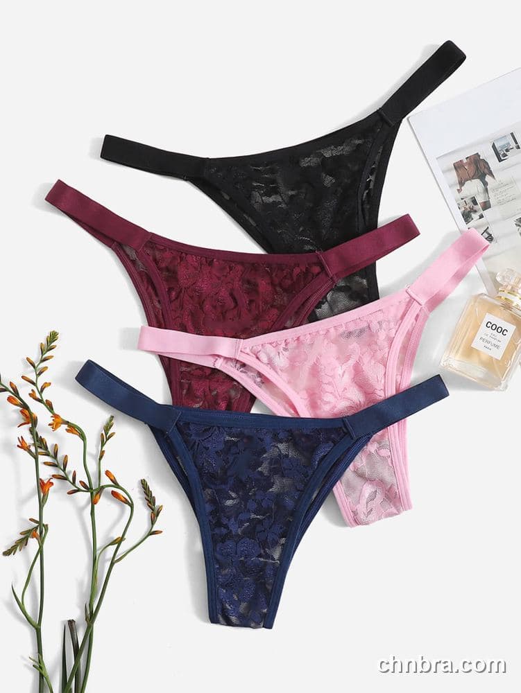 Women's Sheer Floral Lace Thong 4-Pack Panties – OEM / ODM Underwear Manufacturer