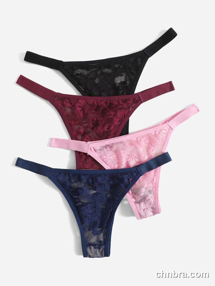 Women's Sheer Floral Lace Thong 4-Pack Panties – OEM / ODM Underwear Manufacturer 2
