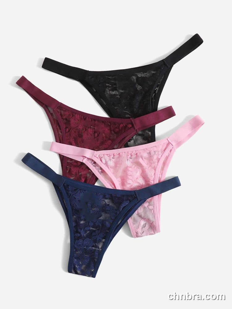 Women's Sheer Floral Lace Thong 4-Pack Panties – OEM / ODM Underwear Manufacturer 3