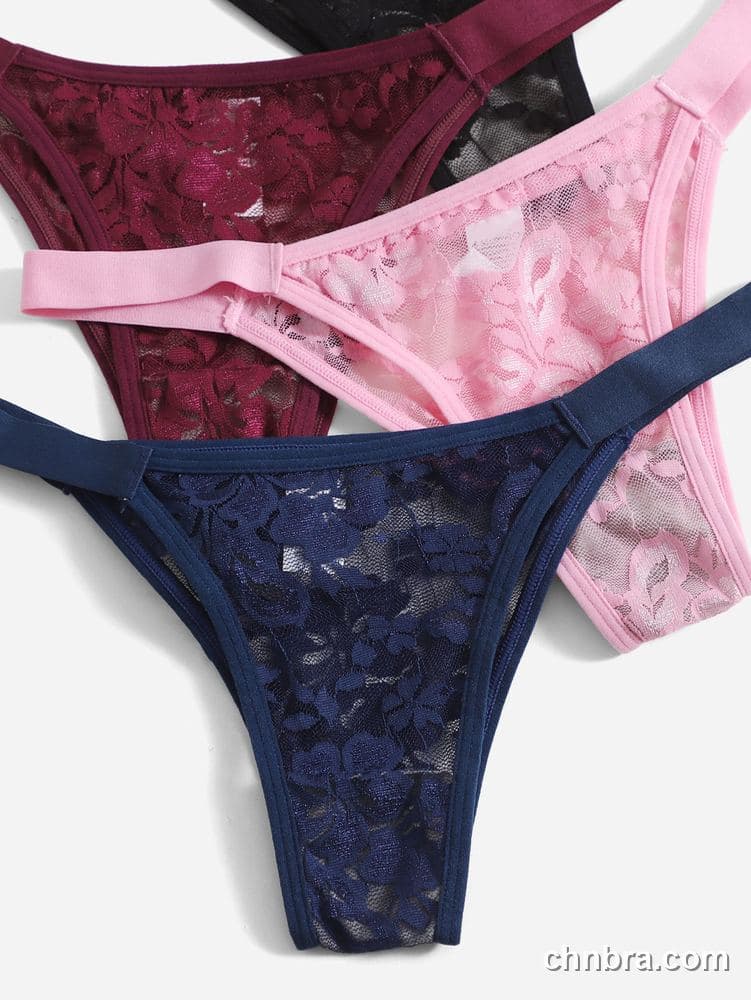 Women's Sheer Floral Lace Thong 4-Pack Panties – OEM / ODM Underwear Manufacturer 4