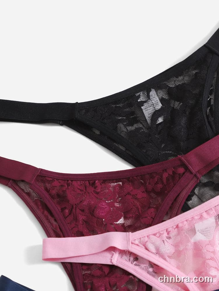 Women's Sheer Floral Lace Thong 4-Pack Panties – OEM / ODM Underwear Manufacturer 5