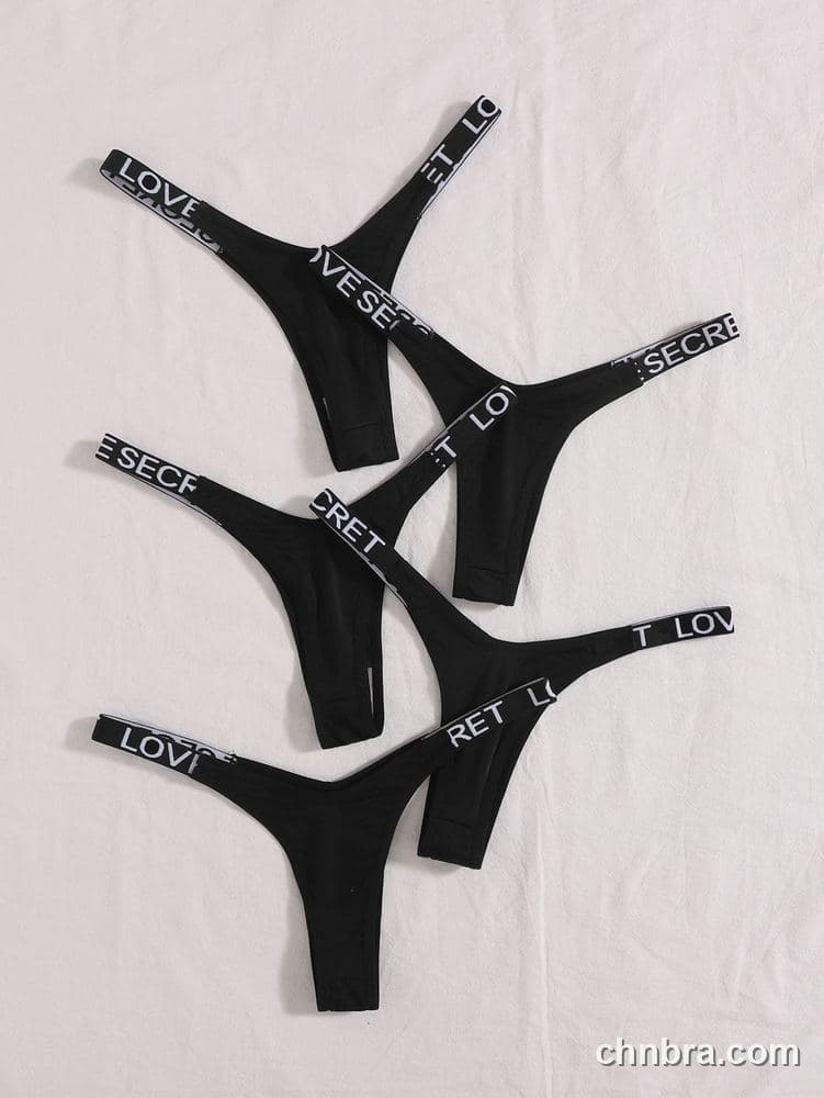 Black Seamless Thong 5-Pack Panties – Factory Wholesale, Nylon Blend 2