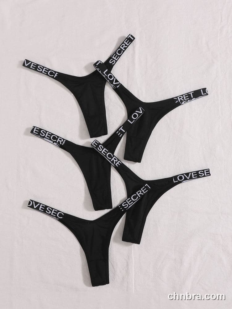 Black Seamless Thong 5-Pack Panties – Factory Wholesale, Nylon Blend 4