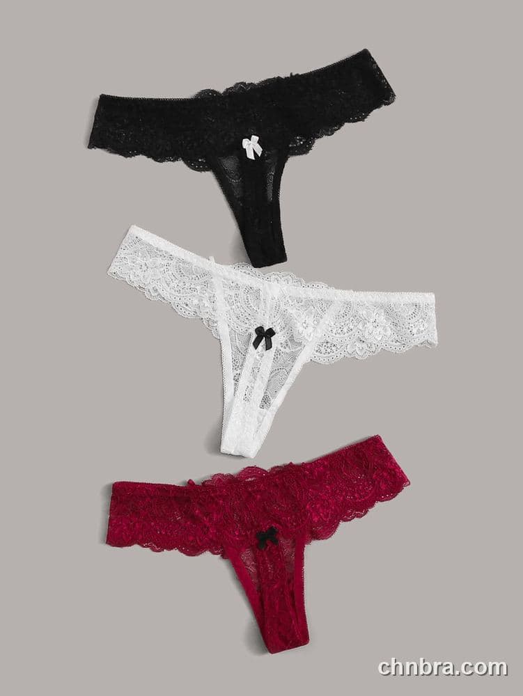 Custom Black Scallop Lace Thong 3-Pack Panties – Wholesale Direct from Factory 2
