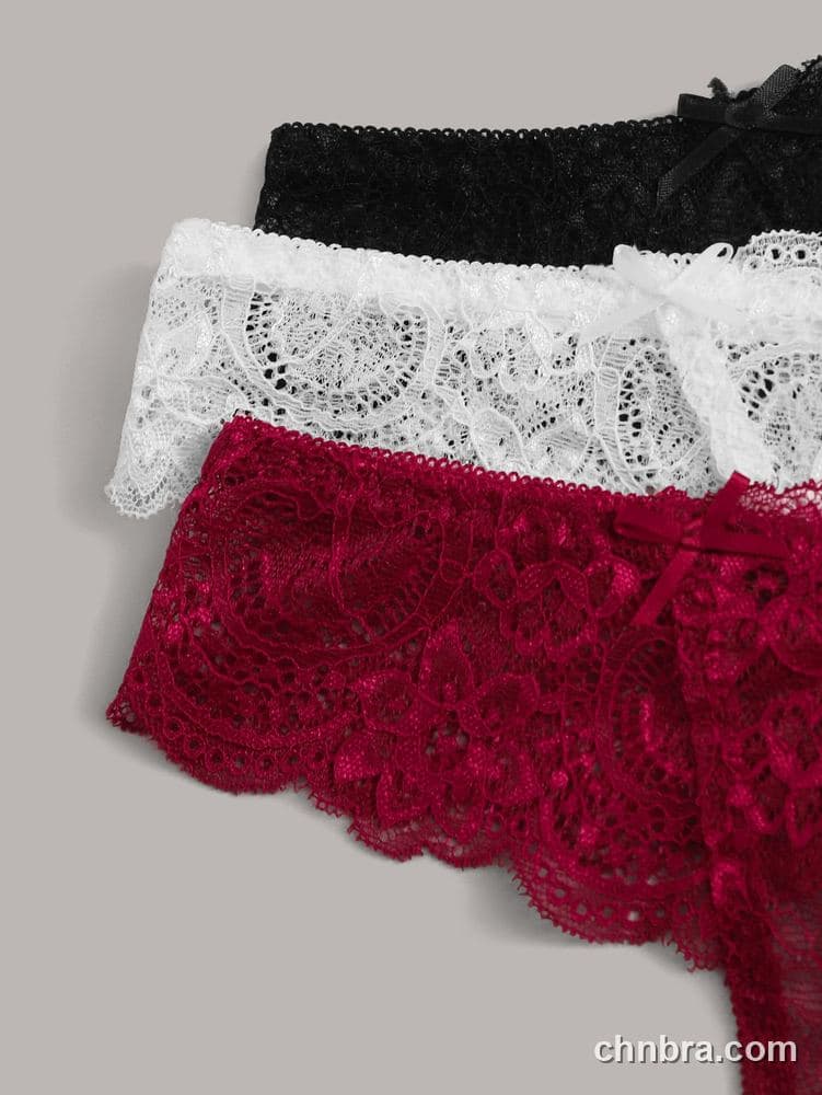Custom Black Scallop Lace Thong 3-Pack Panties – Wholesale Direct from Factory 4