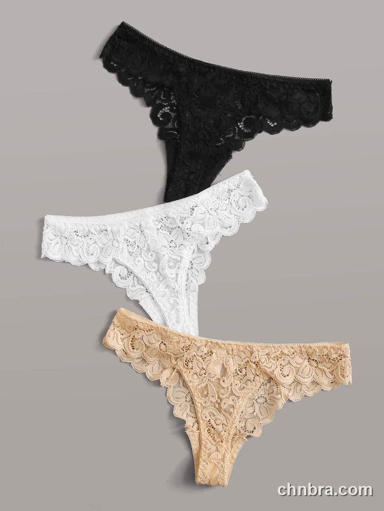 Women's Black Floral Lace Thong 3-Pack Panties – OEM / ODM Underwear Manufacturer 2