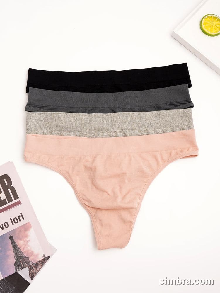 Ribbed Seamless Thong 4-Pack Panties – Factory Wholesale, Nylon Blend