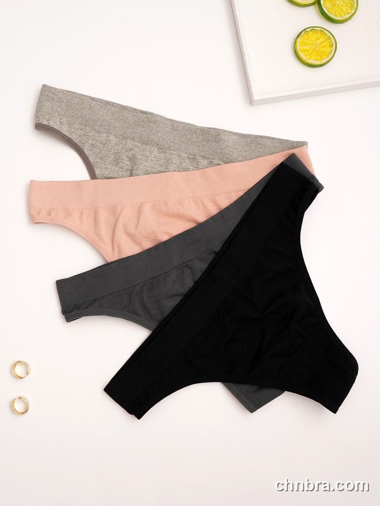 Ribbed Seamless Thong 4-Pack Panties – Factory Wholesale, Nylon Blend 3