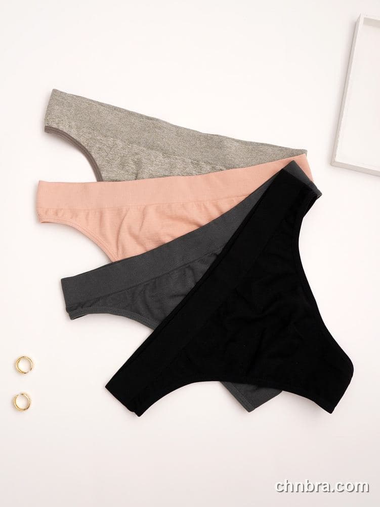 Ribbed Seamless Thong 4-Pack Panties – Factory Wholesale, Nylon Blend 4