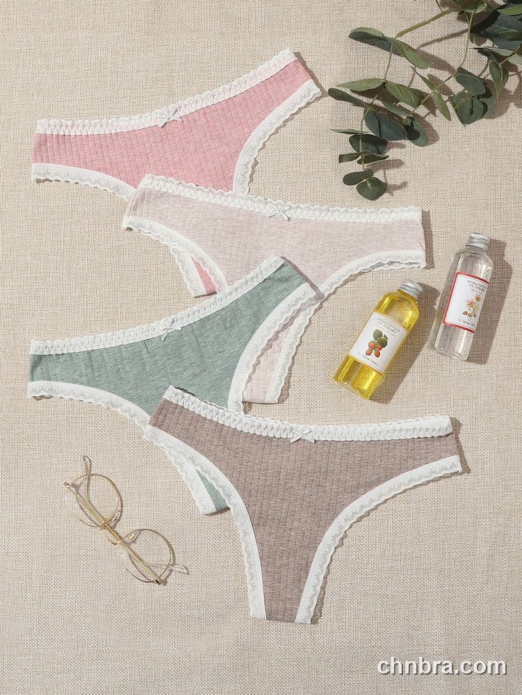 Wholesale Women's Ribbed Cotton Thong 4-Pack – Direct Factory