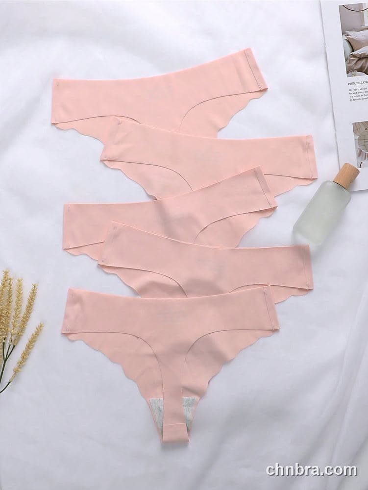 Women's Blush Seamless Scallop-Edge Thong 5-Pack Panties – OEM / ODM Underwear Manufacturer 2
