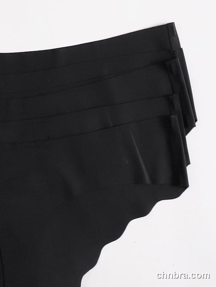 Black Seamless Scallop-Edge Thong 5-Pack – Bulk Wholesale, Lingerie Supplier 3