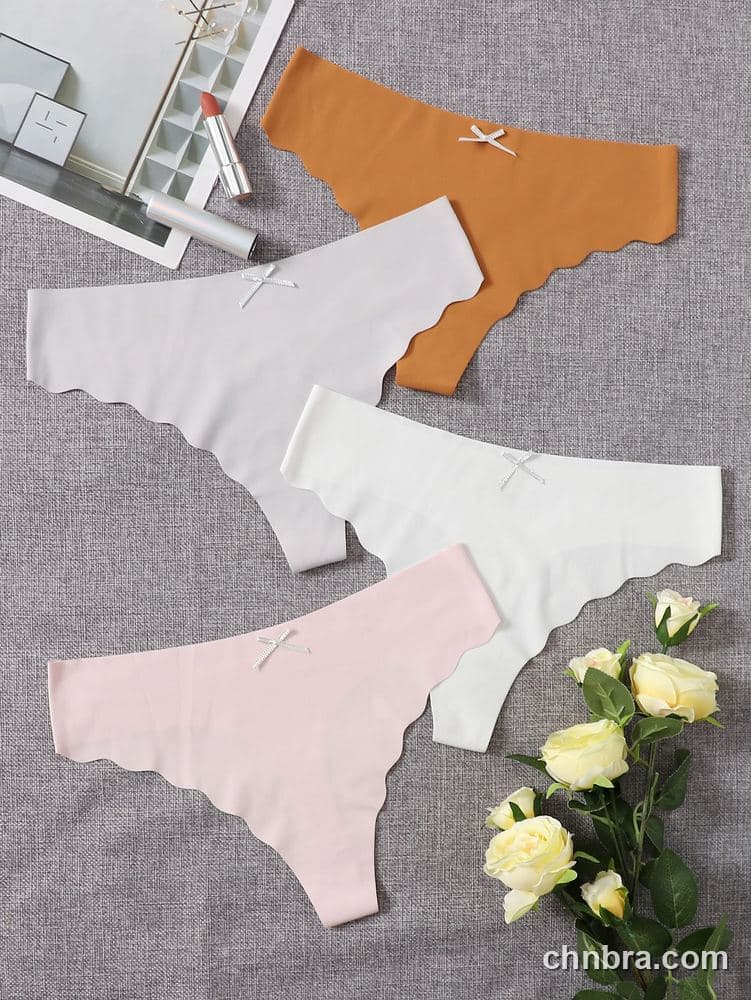 Wholesale Women's Seamless Scallop-Edge Thong 4-Pack – Direct Factory