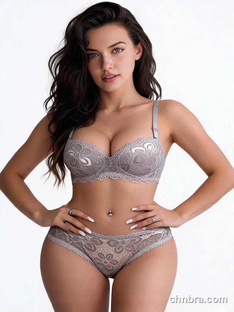 Elacene Burgundy Floral Lace Balconette Lingerie Set – Factory Wholesale 11