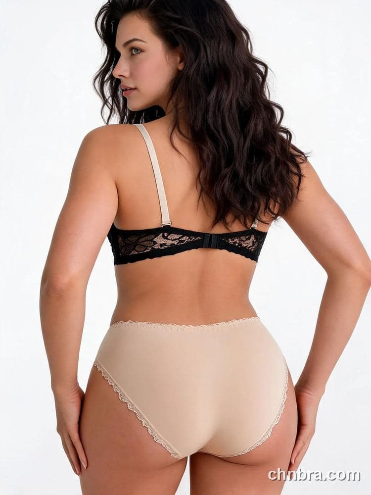 Elacene Nude Two-Tone Lace-Trim Underwire Bra Lingerie Set – Factory Wholesale 2