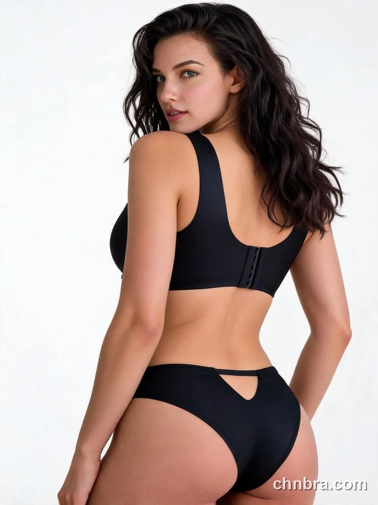 Women's Black Front-Closure Lace Underwire Bra & Panty Set – OEM / ODM Lingerie Manufacturer 2