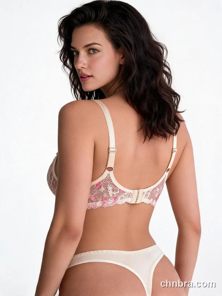 Custom Nude Floral Lace-Trim Balconette Bra & Panty Set – Wholesale Direct from Factory 2