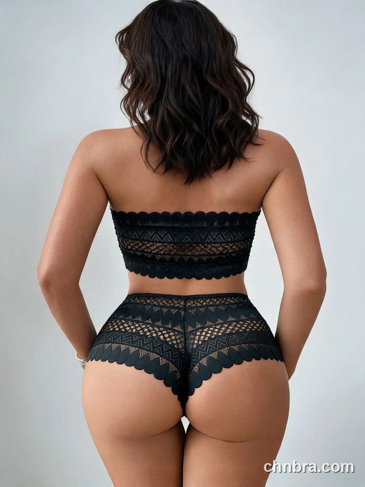 Elacene Crochet Lace Bandeau Tube Top Lingerie Set – Factory Wholesale 10