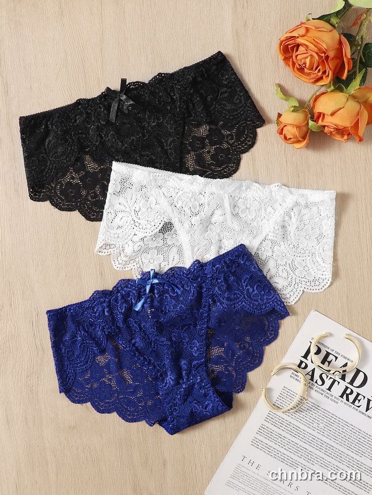Women's Black Floral Lace Hipster Panties 3-Pack – OEM / ODM Underwear Manufacturer