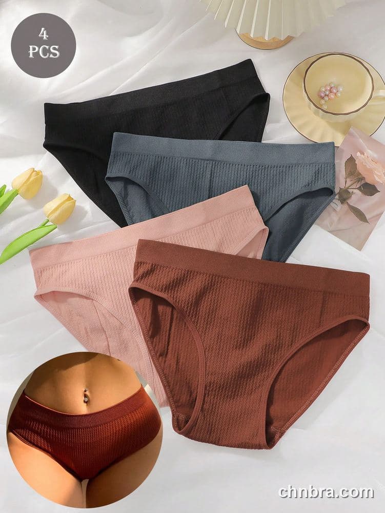 Women's Black Textured Seamless Hipster Panties 4-Pack – Wholesale Panties Manufacturing Factory