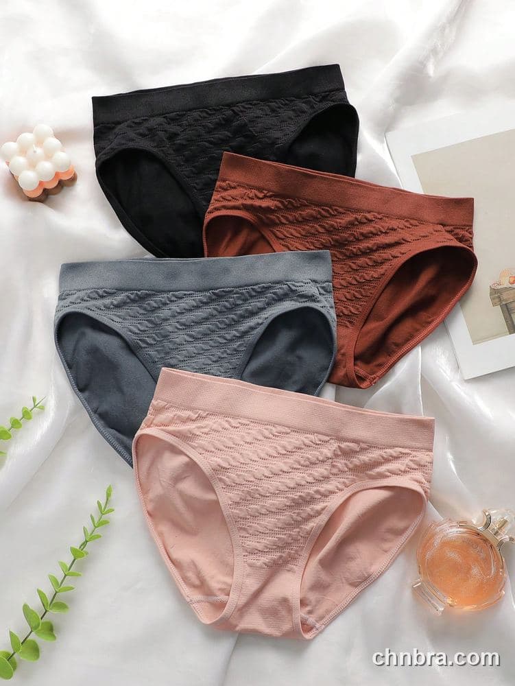 Custom Black Cable-Texture Seamless Hipster Panties 4-Pack – Wholesale Direct from Factory