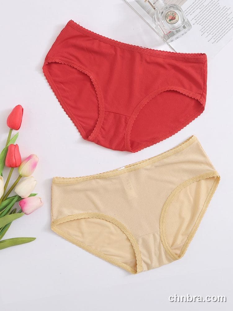 Red Ribbed Cotton Hipster Panties 2-Pack – Bulk Wholesale, Lingerie Supplier