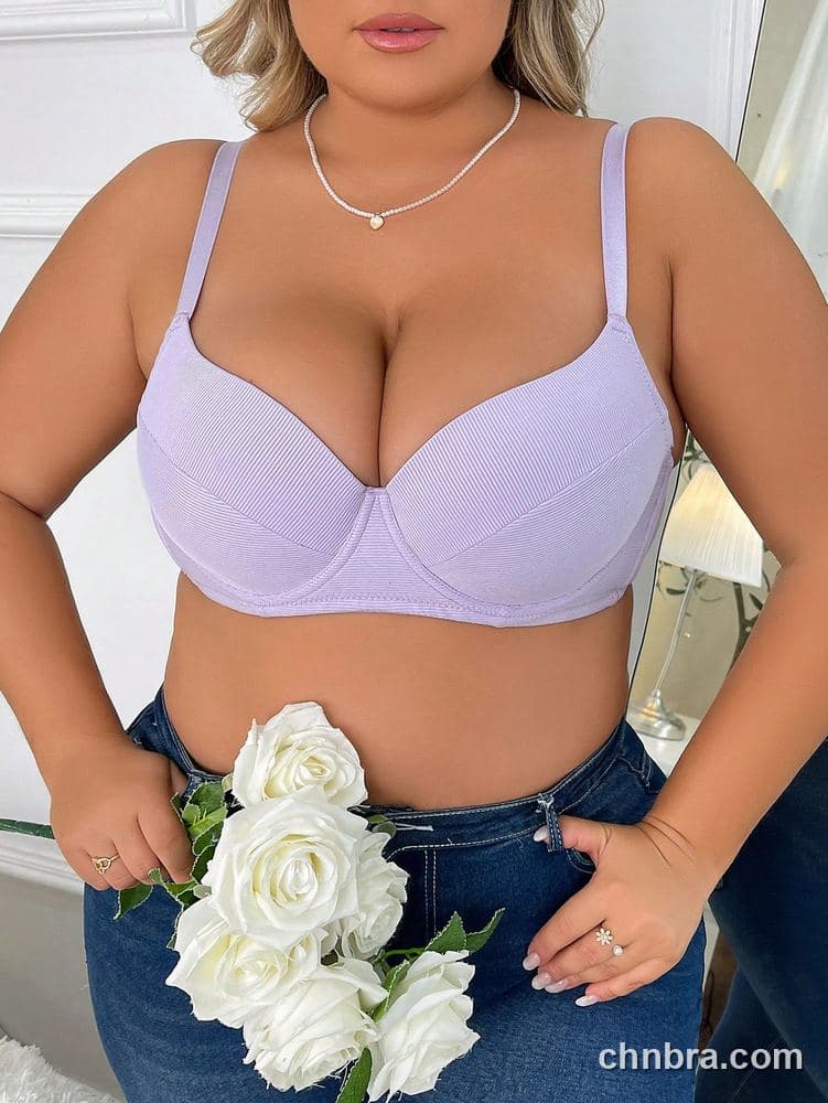 Wholesale Plus Size Lilac Ribbed Molded Push-Up Bra – Direct Factory