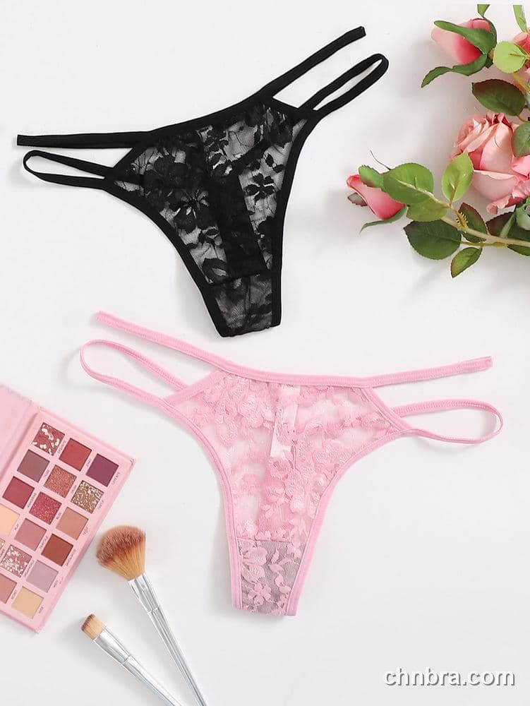 Women's Black Floral Lace G-String – Wholesale Panties Manufacturing Factory