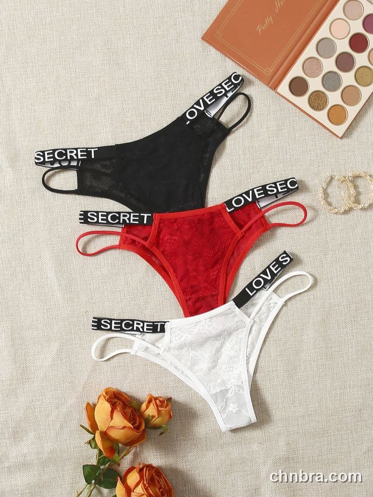 Wholesale Women's Black Logo-Band Lace Thong – Direct Factory