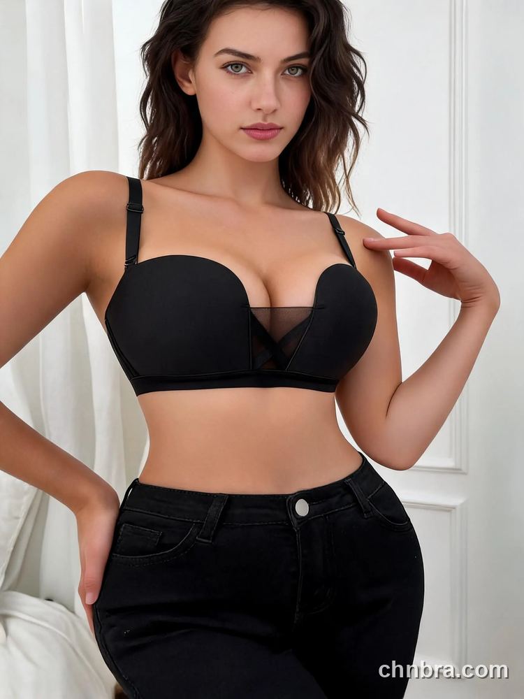 Wholesale Women's Black Balconette Push Up Bra, Criss-Cross Mesh Center – Balcony Bra Direct Factory 5